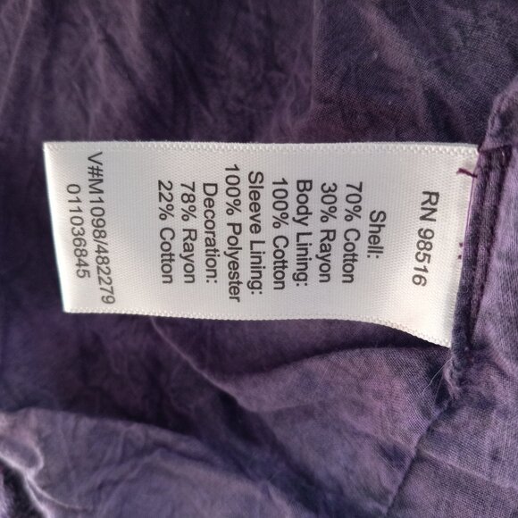 Coldwater Creek Royal Purple Jacquard Jacket W/Embroidery & Ruffles XL (T-385) - Picture 12 of 14